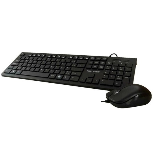 Kit Teclado e Mouse Multilaser com Fio USB Multimídia Slim Preto - TC240