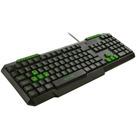 Teclado Gamer Multilaser Multimídia Slim C/ Hotkeys Verde - TC243