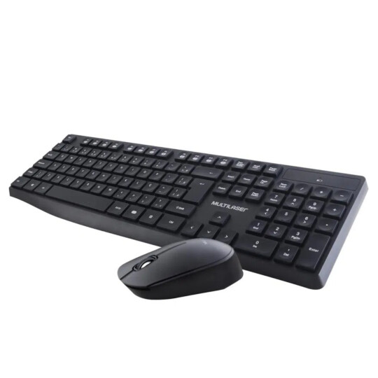 Kit Teclado e Mouse Sem Fio Multilaser Usb 2.4GHZ ABNT2 Preto - TC244