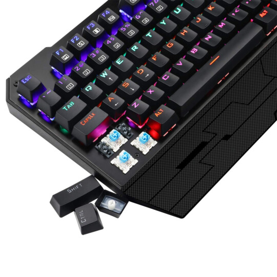 Teclado Mecânico Gamer T-Dagger Battleship LED Rainbow Anti-Ghosting - T-TGK301-BL