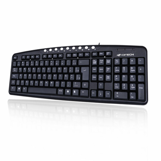 Teclado Multimídia C3Tech com fio Usb ABNT2 Preto - KB2237-2 BK