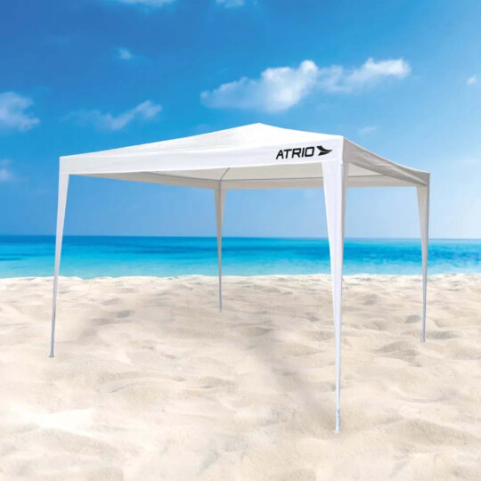 Tenda Gazebo Atrio 3,0xx3,0x2,45m Aço E Polietileno - Branco - ES362