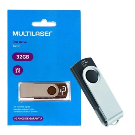 Pen Drive Multilaser USB 3.0 Twist Preto 32GB - PD989
