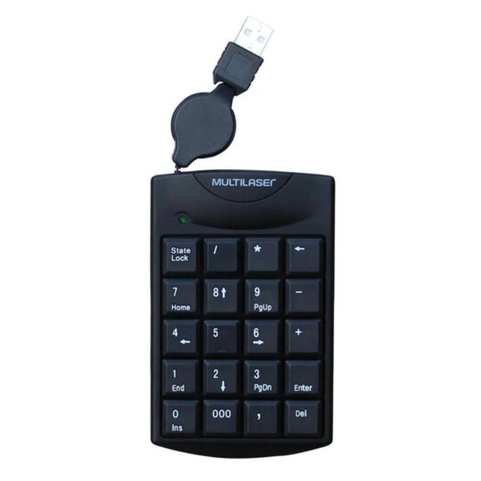 Teclado Numérico Multilaser com Cabo Retrátil USB Preto - TC230