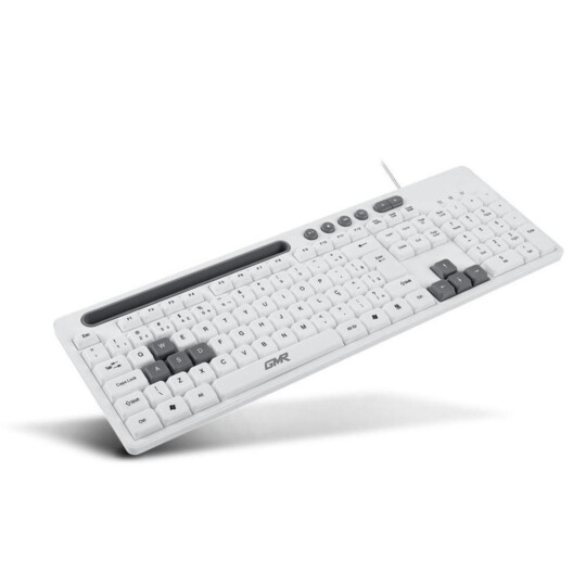Teclado Multimídia Gamer Multilaser Branco Com Suporte de Smartphone - TC264