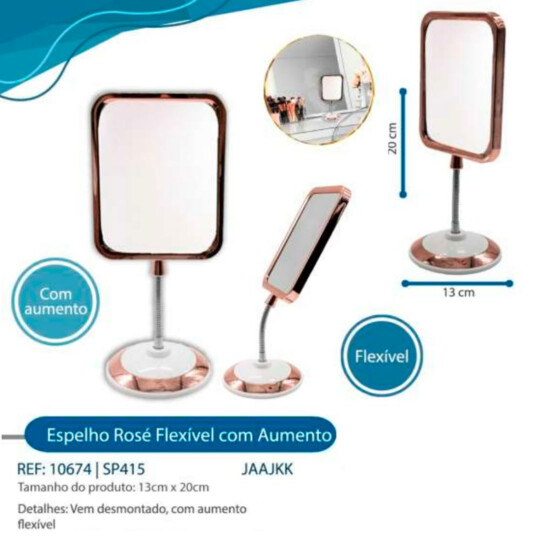 Espelho de Mesa para Maquiagem Flexível com Aumento - SP415