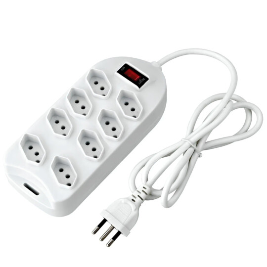 Extensão Elétrica 8 Tomadas Bivolt 10A Cabo de 1,5 Metros - SL7508