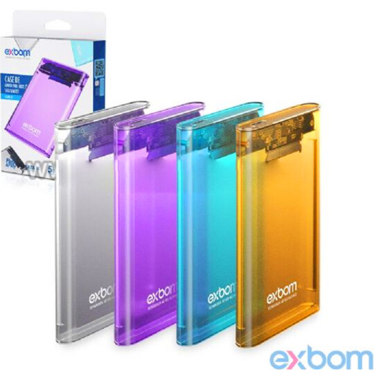 Case para HD Sata 2.5" Transparente Colorida HHD/SSD USB 3.0 5Gpbs Exbom - CGHD-37