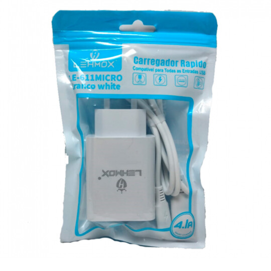 Carregador de Celular 4.1A Usb + Cabo V8 Micro Usb Lehmox - LE-611