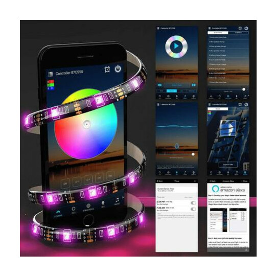 Fita LED Acionamento Bluetooth Com 150 LEDS 5050 RGB Controle APP Com 5 Metros USB e Ritmo Musical Kapbom - KAP-5050P