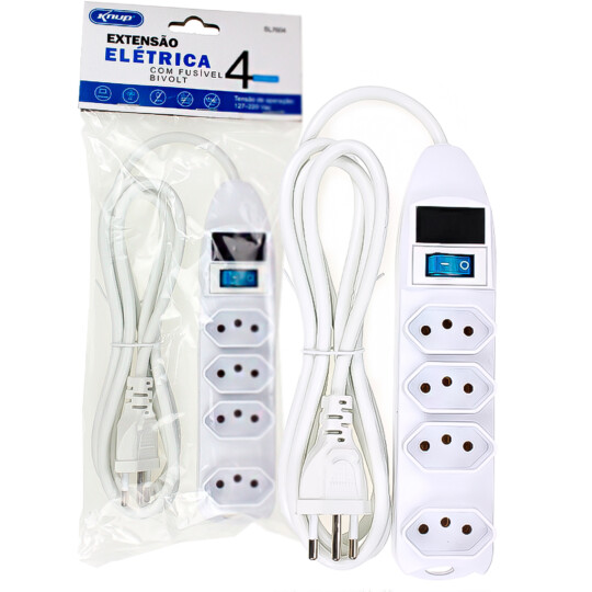 Filtro de Linha Extensão Elétrica 4 tomadas Bivolt 1,5 Metros KNUP - SL7604