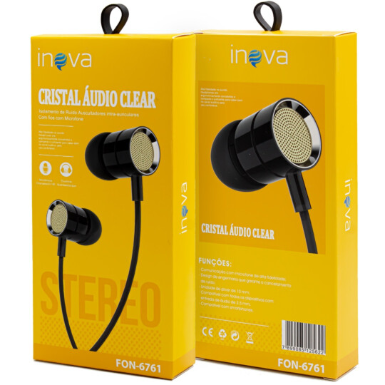 Fone de Ouvido com Fio Colorido INOVA - FON-6761