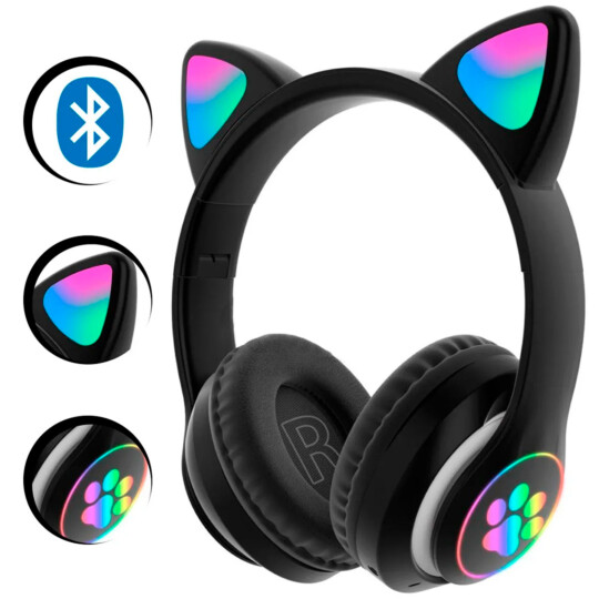 Fone de Ouvido Bluetooth Orelha de Gatinho LED Cat Ear - AN23