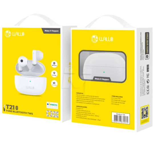 Fone Bluetooth sem Fio TWS Wireless WALLO - T21