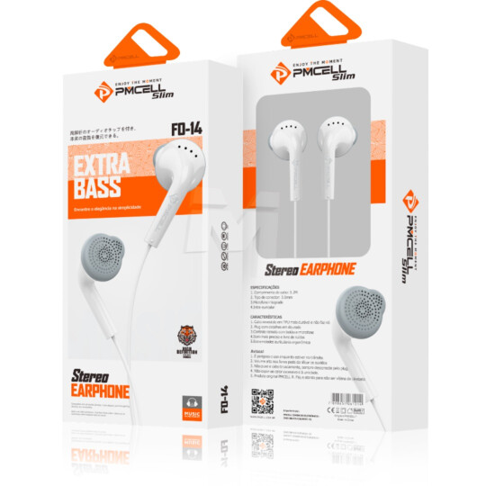 Fone de Ouvido Auricular Extra Bass Stereo PMCELL - FO-14