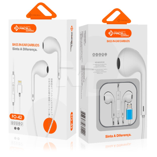 Fone de Ouvido Auricular Conexão Lightning PMCELL - FO-42