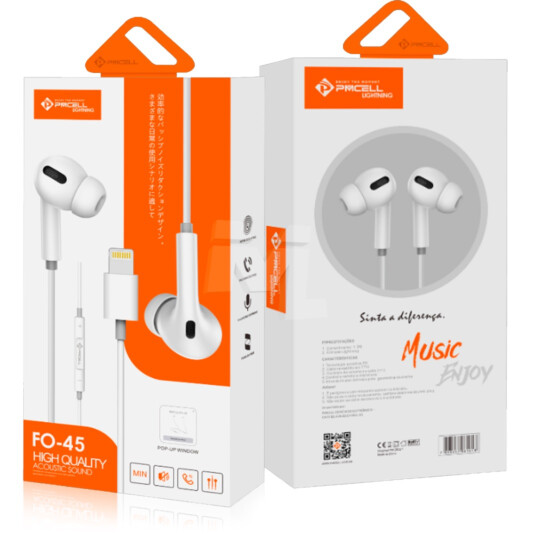 Fone de Ouvido com Microfone Conexão Lightning PMCELL - FO-45
