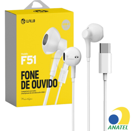 Fone de Ouvido com Conexão Type-C 1.2 Metros WALLO - FO 51