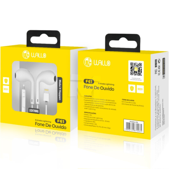 Fone de Ouvido Intra-Auricular conexão Lightning WALLO - FO 61
