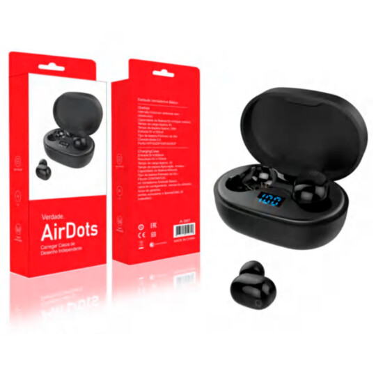 Fone de Ouvido Bluetooth sem Fio AirDots Case com Display ALTOMEX - A-987