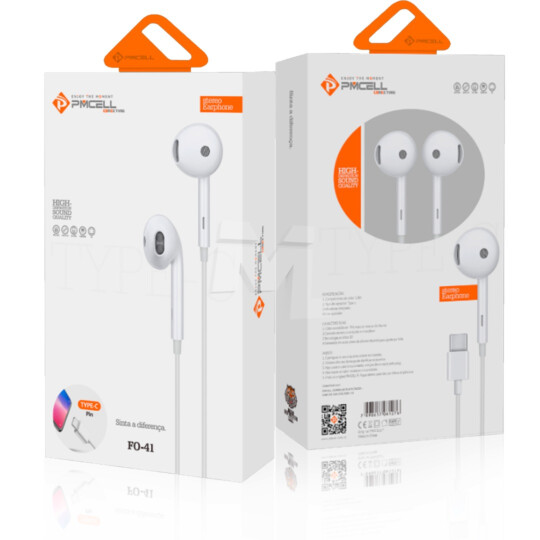 Fone de Ouvido Auricular Conexão TYPE C PMCELL - FO-41