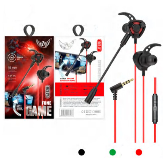 Fone De Ouvido Gamer com Microfone removível Altomex AT-870