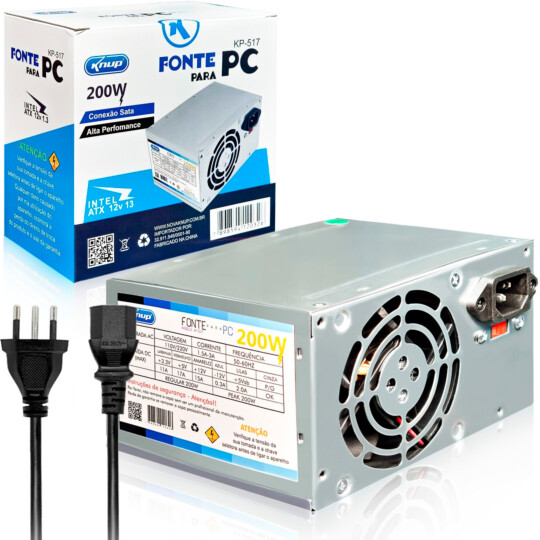 Fonte ATX 200W Sata 24 Pinos KNUP - KP-517