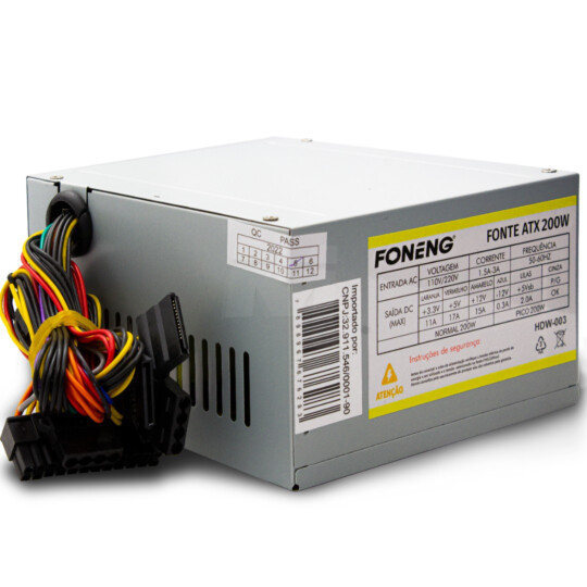 Fonte ATX 200W para PC Bivolt Sem Embalagem e Sem Cabo - HDW-0003