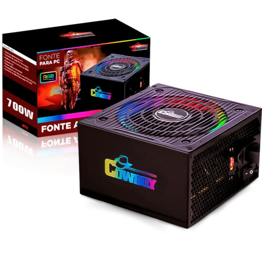 Fonte de Alimentação ATX 700W Bivolt Manual com Led RGB - CB-201RGB