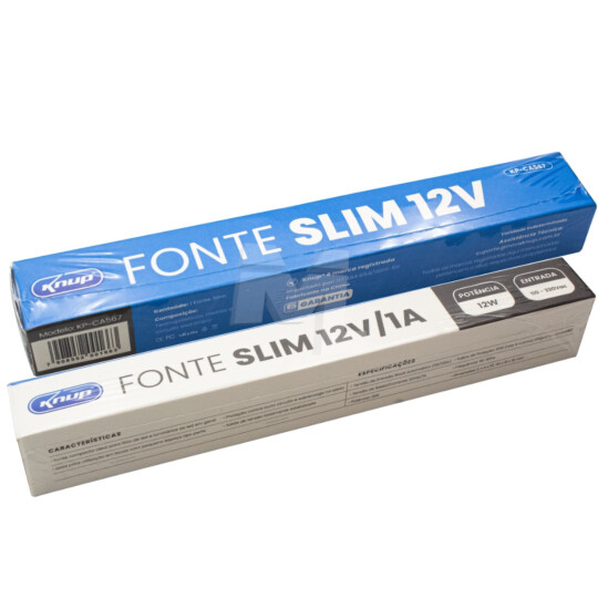 Fonte de Alimentação Slim 12V 1A Multiuso Bivolt KNUP - KP-CA567
