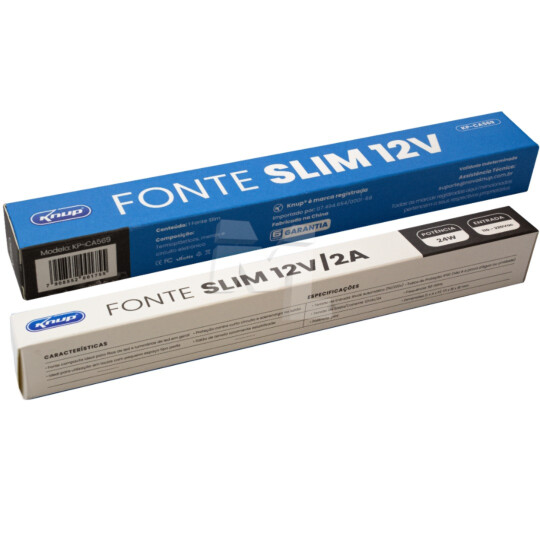 Fonte de Alimentação Slim 12V 2A Multiuso Bivolt KNUP - KP-CA569