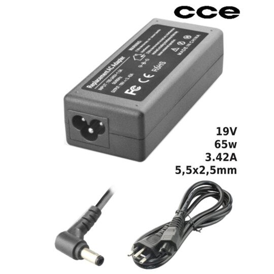 Fonte para Notebook Compatível com CCE 19V 3.32A 65W 5,5x2,5mm SUMEXR - CC-19