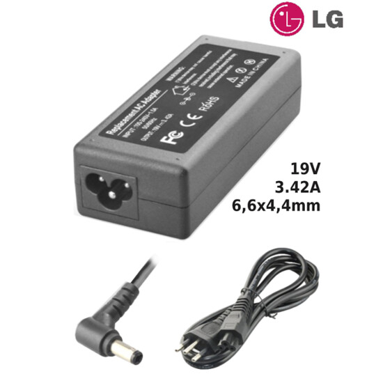 Fonte para Notebook Compatível com LG 19V 3.42A 6,6x4,4mm SUMEXR - LG-22