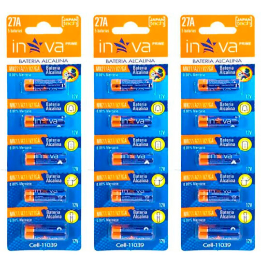 Pilha Alcalina 12V 27A Cartela com 5 Unidades INOVA - CELL-11039