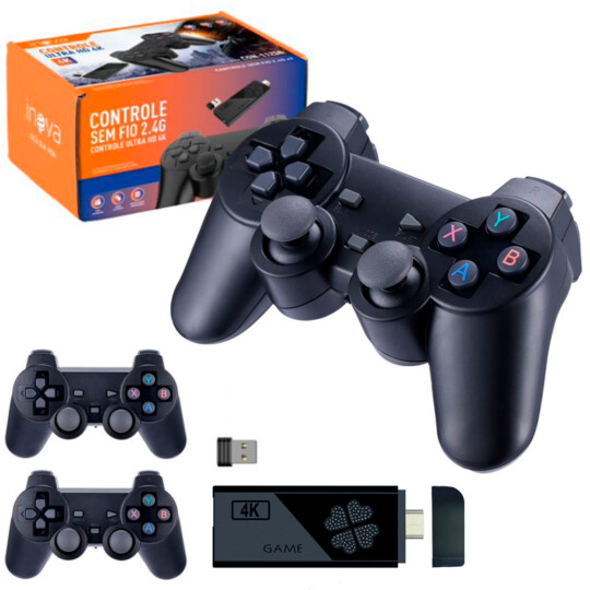 Game Stick 4K 64 Gb Retro com 2 Controles Sem Fio INOVA - CON-11258