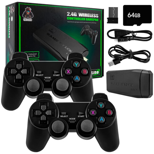 Game Stick 4k Retro 64Gb Com 2 Controles Sem Fio 15000 Mil Jogos KAPBOM - KAP-5W D