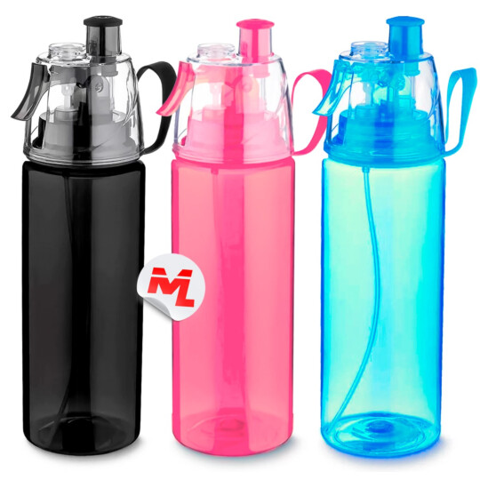 Garrafa de Agua 600ml Squeze de Plástico com Borrifador - TOP0074