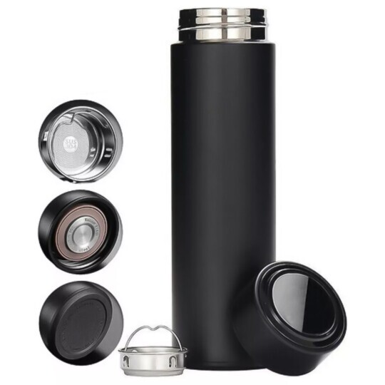 Garrafa Térmica 500ml Inteligente em Aço Inox Preta - AN-005