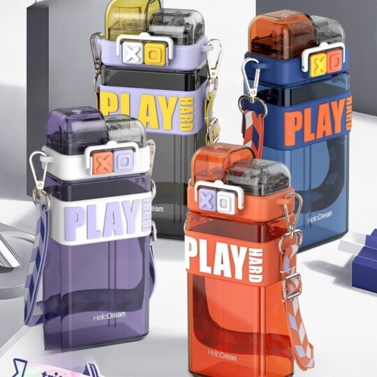 Garrafa Esportiva para Academia 520ml com 2 Bicos Canudo e Alça TOMATE - AK-5201