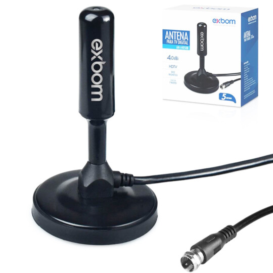 Antena Digital MAX HDTV / UHF / VHF Interna e Externa EXBOM - AN-I4050B