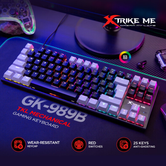 Teclado Mecânico RGB GK-989B Switch Red ANSI