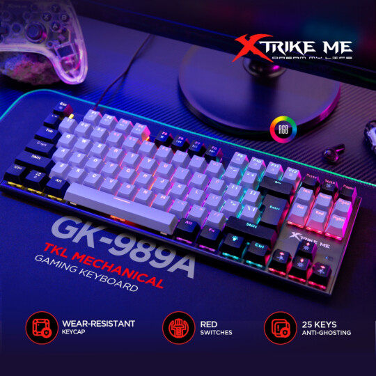 Teclado Mecânico Gamer RGB Xtrike GK-989A