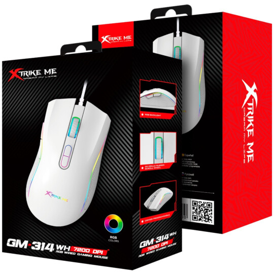 Mouse Gamer Xtrike-ME GM-314 WH Branco RGB 7200dpi