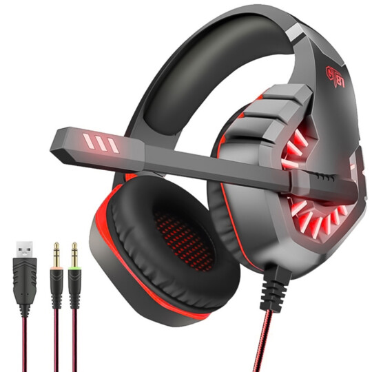 Headset Gamer com Microfone e Led Vermelho OVLENG - GT-81