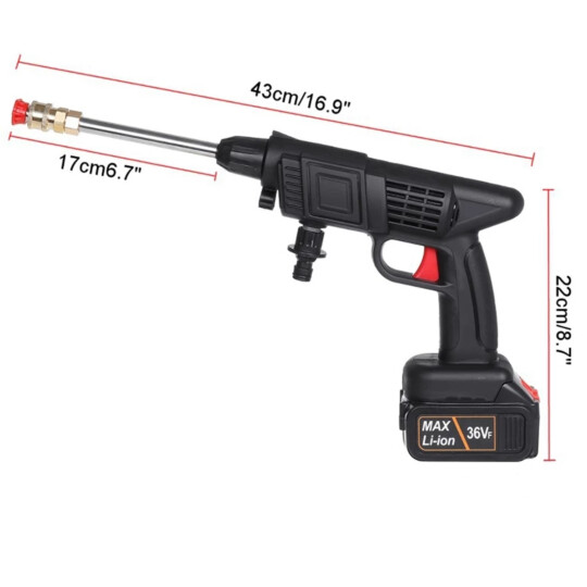 Pistola de Água Lavadora Automotiva 240W Sem Fio Alta Pressão Multifuncional - KP-GY014