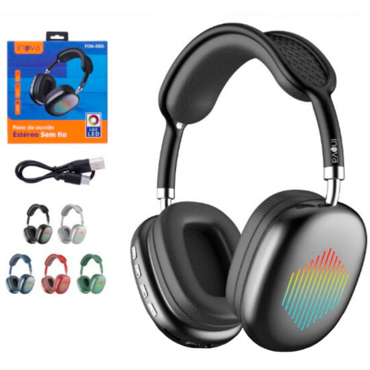 Headphone Bluetooth sem Fio com LED Inova - FON-866