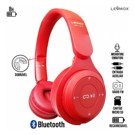 Fone de Ouvido Headphone Bluetooth Com Microfone Wireless LEHMOX - LEF-1017