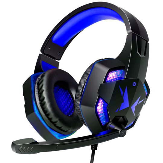 Headphone Gamer USB com Microfone LED Iluminação Azul EXBOM - HF-G600