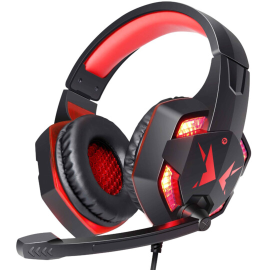 Headfone Gamer USB com Microfone LED Iluminação Vermelho EXBOM - HF-G600