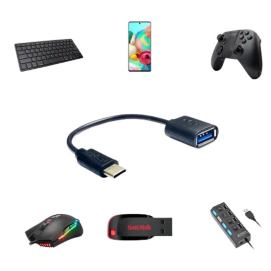 Cabo OTG Type-C Macho para USB Fêmea 3.0 Verde - TPC-OTG